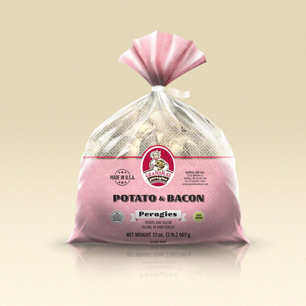 Grandmas Perogies Labels 2lb Potato Bacon Perogies