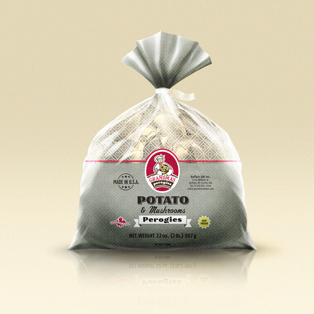 Grandmas Perogies Labels 2lb Potato Mushroom Perogies