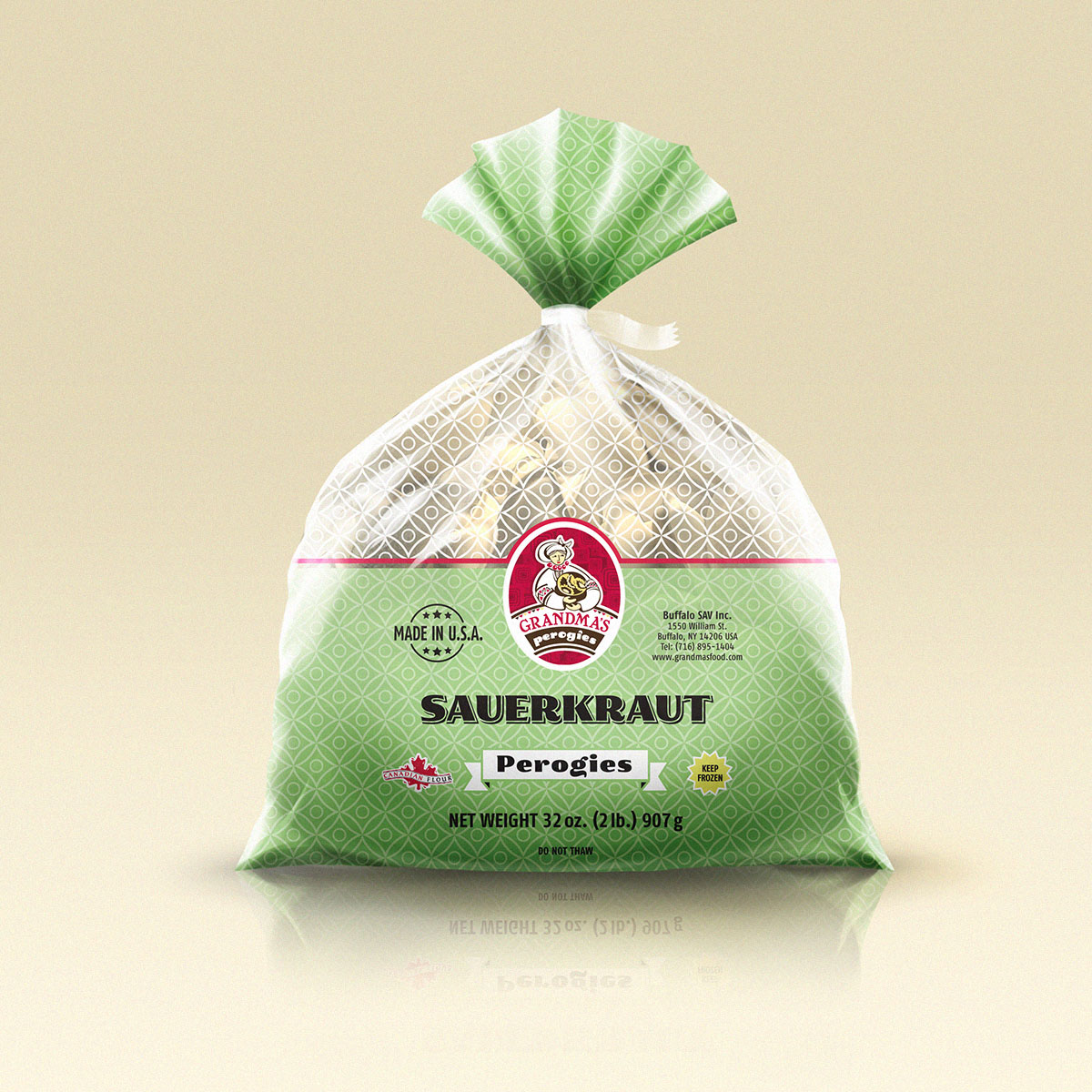 Grandmas Perogies Labels 2lb Sauerkraut Perogies